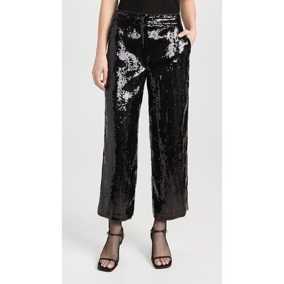 Theory Pants - NWT Theory Relax Straight Ankle Crop in Black Allover Sequin Pants 2 $395